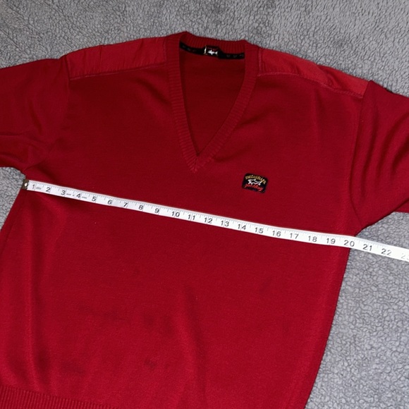 Paul & Shark Yachting Wool Blend Elbow patch red v neck sweater - Picture 9 of 12
